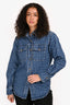 Victoria Beckham Blue Denim VB Monogram Button Up Shirt Size 4