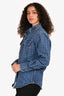 Victoria Beckham Blue Denim VB Monogram Button Up Shirt Size 4