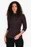 Maje Purple Metallic Ribbed Long Sleeve Top Size 2