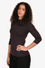 Maje Purple Metallic Ribbed Long Sleeve Top Size 2