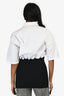 Burberry White Cotton Poplin Logo Cinched Waist Top Size 0 US