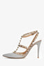 Valentino Grey Patent Rockstud Cage Heels Size 39.5