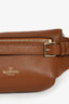 Valentino Cognac Rockstud Leather Pebble Belt Bag