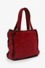 Pre-Loved Chanel™ 1997-99 Red Suede Fur Trimmed Mini Tote