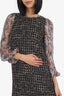 Dolce & Gabbana Brown Wool/Silk Tweed Floral Printed Sleeve Dress Size 40