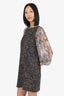 Dolce & Gabbana Brown Wool/Silk Tweed Floral Printed Sleeve Dress Size 40