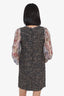 Dolce & Gabbana Brown Wool/Silk Tweed Floral Printed Sleeve Dress Size 40