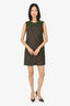Dolce & Gabbana Green/Grey Tweed Lace Collar Sleeveless Dress Size 40