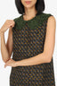 Dolce & Gabbana Green/Grey Tweed Lace Collar Sleeveless Dress Size 40