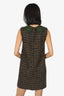 Dolce & Gabbana Green/Grey Tweed Lace Collar Sleeveless Dress Size 40