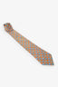 Hermes Orange/Blue Silk Printed Tie