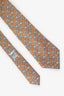 Hermes Orange/Blue Silk Printed Tie