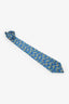 Hermes Blue Silk Horse Print Tie