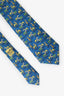 Hermes Blue Silk Horse Print Tie