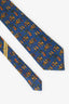 Salvatore Ferragamo Blue Silk Horse Print Tie