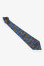 Salvatore Ferragamo Blue Silk Horse Print Tie