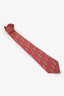 Hermes Red Silk Floral Print Tie