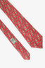 Hermes Red Silk Floral Print Tie