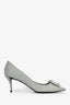 Roger Vivier Silver 'Flower Strass' Glitter Pumps Size 41