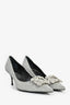 Roger Vivier Silver 'Flower Strass' Glitter Pumps Size 41