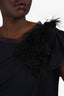 Valentino T-Shirt Couture Navy Feather Embellished T-Shirt Size 12