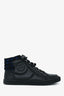 Pre-Loved Chanel™ Black CC Leather Tweed High Top Sneakers Size 37.5