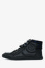 Pre-Loved Chanel™ Black CC Leather Tweed High Top Sneakers Size 37.5