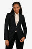 Dolce & Gabbana Black Metallic Pinstripe Tailored Wool Blazer Size 40