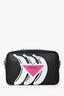Prada Black Leather Banana Printed Camera Crossbody Bag