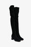 Miu Miu Black Suede Leather Crystal Embellished Knee High Boots Size 35.5