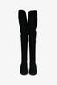 Miu Miu Black Suede Leather Crystal Embellished Knee High Boots Size 35.5