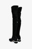 Miu Miu Black Suede Leather Crystal Embellished Knee High Boots Size 35.5