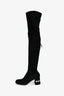 Miu Miu Black Suede Leather Crystal Embellished Knee High Boots Size 35.5
