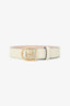 Gucci White Leather GG Logo Belt Size 75