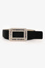 Roger Vivier Black Satin/Leather Crystal Embellished Buckle Belt Size 75