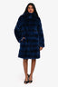 Yves Salomon Blue Rabbit Fur Reversible Down Coat Size 36