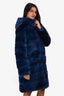 Yves Salomon Blue Rabbit Fur Reversible Down Coat Size 36