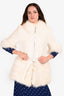 Vintage White Racoon Fur Zip Up Coat Size M