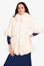 Vintage White Racoon Fur Zip Up Coat Size M