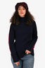 Moncler Navy/Red Wool Logo Sleeve Turtle Neck Sweater Size S