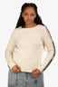 Moncler White/Black Wool Logo Sleeve Sweater Size S