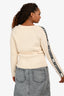 Moncler White/Black Wool Logo Sleeve Sweater Size S