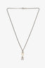 Pre-Loved Chanel™ Silver Tone Faux Pearl CC Drop Pendant Necklace