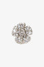 Pre-Loved Chanel™ Silver Tone Crystal Camellia Flower Ring