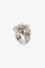 Pre-Loved Chanel™ Silver Tone Crystal Camellia Flower Ring