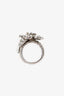 Pre-Loved Chanel™ Silver Tone Crystal Camellia Flower Ring