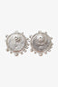 Pre-Loved Chanel™ Silver Tone Faux Pearl CC Crystal Embellished Earrings
