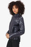 Dolce & Gabbana Navy Leather Biker Jacket Size 44