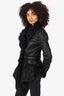 Roberto Cavalli Black Shearling Asymmetric Front Jacket Size 44