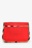Burberry Red Canvas Novacheck Trim Crossbody Bag
